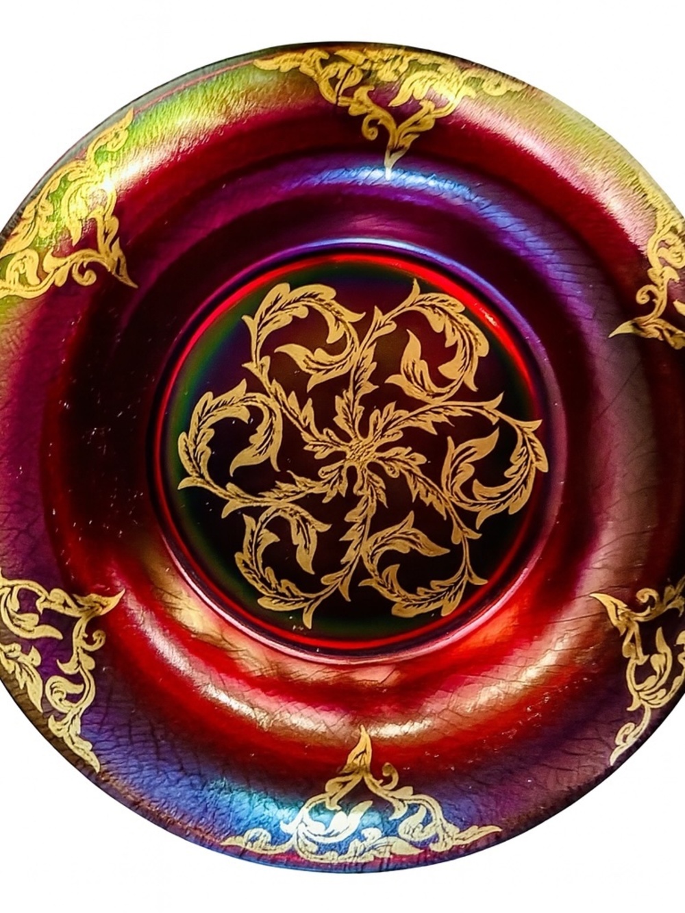 Vintage Fenton Ruby Iridescent Art Glass Bowl Signed Martha Reynolds #620/1250